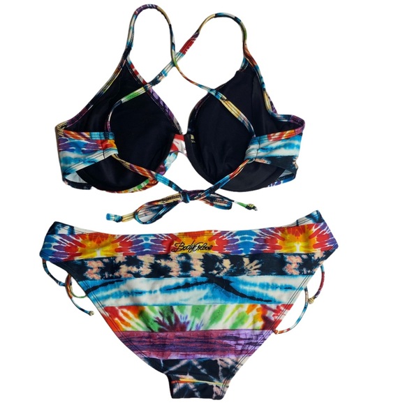 Body Glove ☼ Underwire D Cup 2 Piece String Bikini Set ☼ Mixed Tribal Tie Dye ☼ - Picture 4 of 14